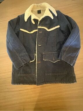 Men's Vintage 1970s Roebuck Denim Jacket with Sherpa Lining Made In USA  - 42 R